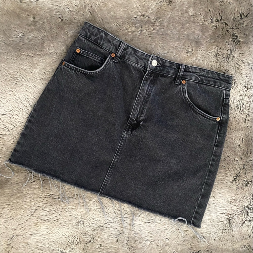 Topshop Black Denim Mini Skirt